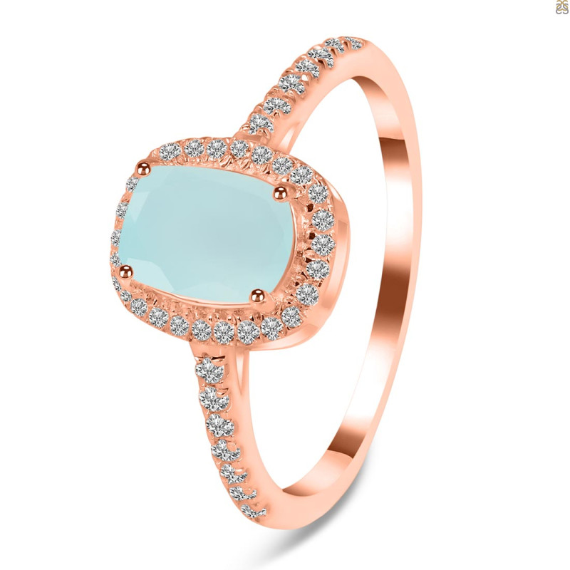 Blue Chalcedony & White Topaz Ring BLX-RDR-3263.