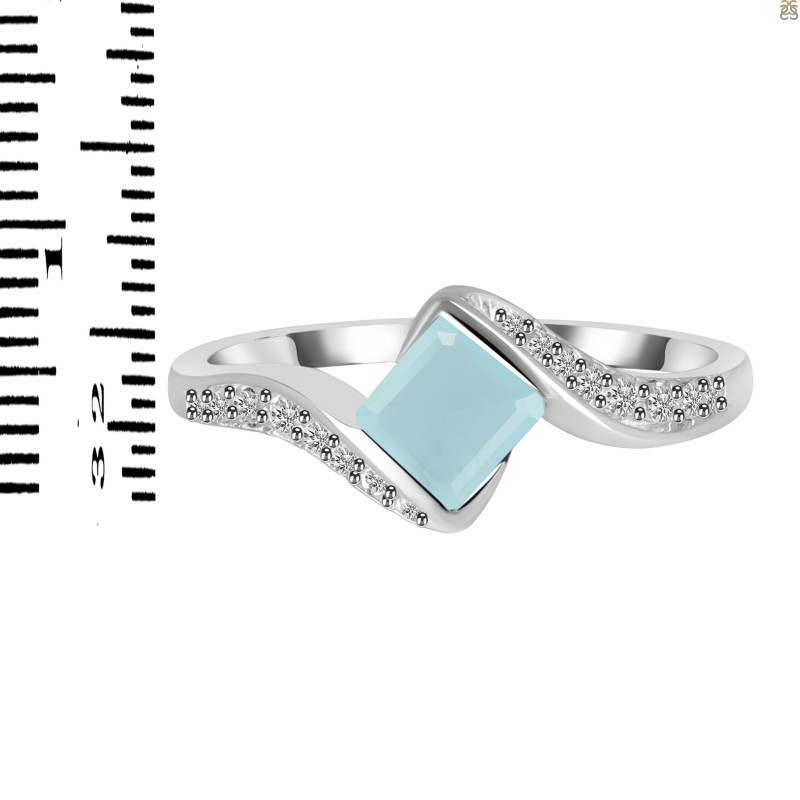 Blue Chalcedony & White Topaz Ring BLX-RDR-346.