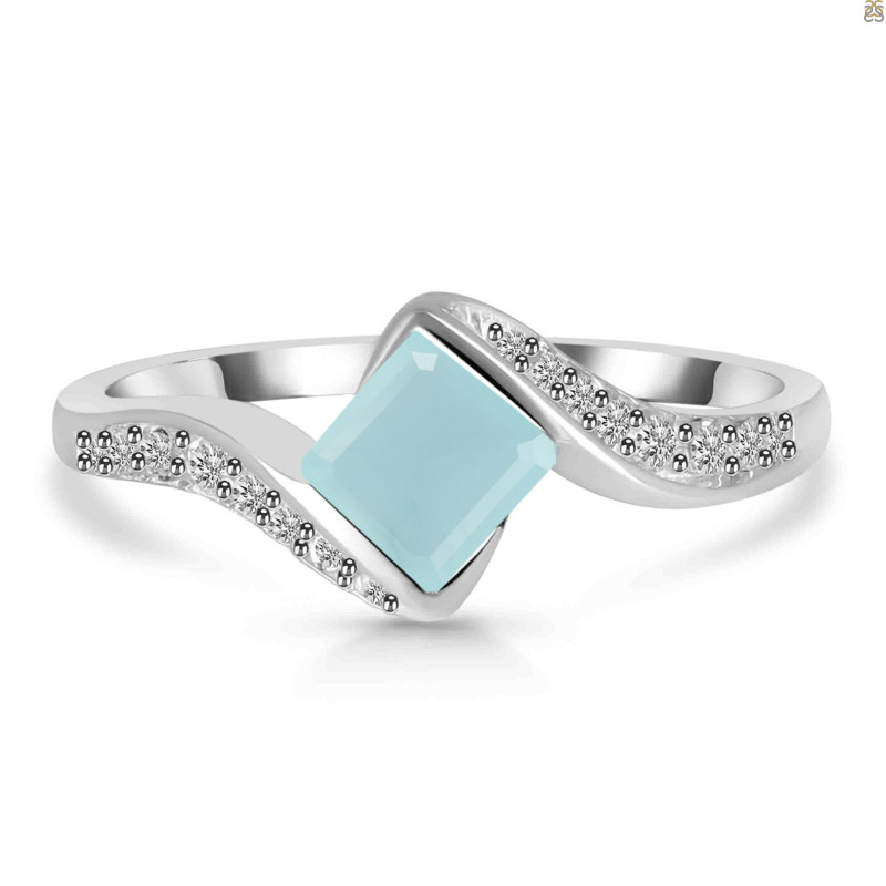 Blue Chalcedony & White Topaz Ring BLX-RDR-346.