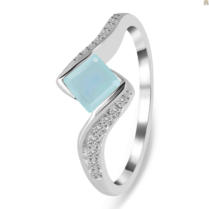 Blue Chalcedony & White Topaz Ring BLX-RDR-346.