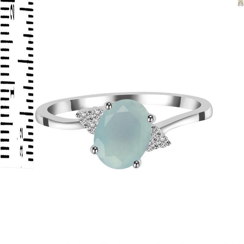 Blue Chalcedony & White Topaz Ring BLX-RDR-351.