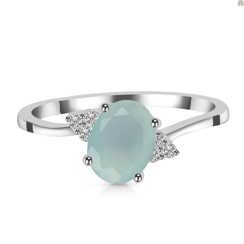 Blue Chalcedony & White Topaz Ring BLX-RDR-351.