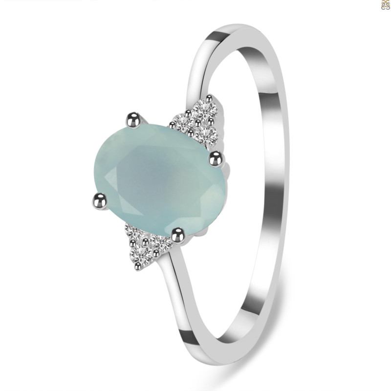 Blue Chalcedony & White Topaz Ring BLX-RDR-351.