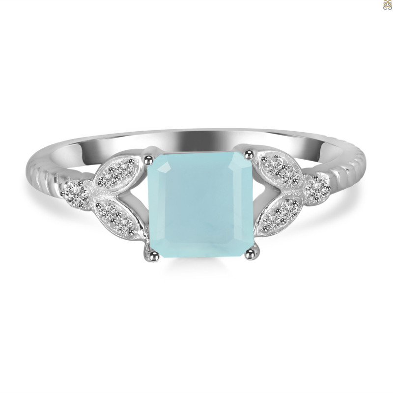 Blue Chalcedony & White Topaz Ring BLX-RDR-353.