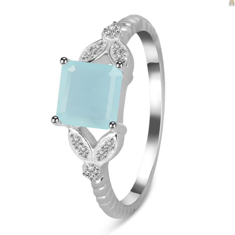 Blue Chalcedony & White Topaz Ring BLX-RDR-353.
