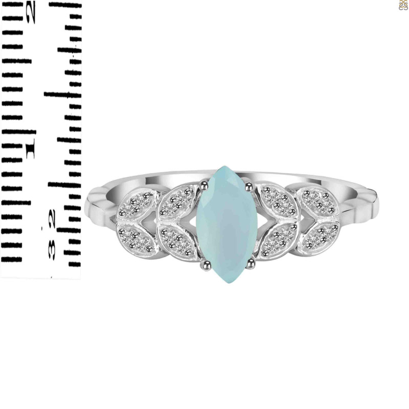 Blue Chalcedony & White Topaz Ring BLX-RDR-355.