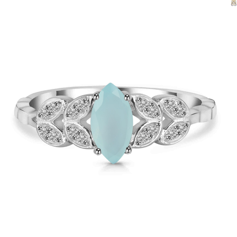 Blue Chalcedony & White Topaz Ring BLX-RDR-355.