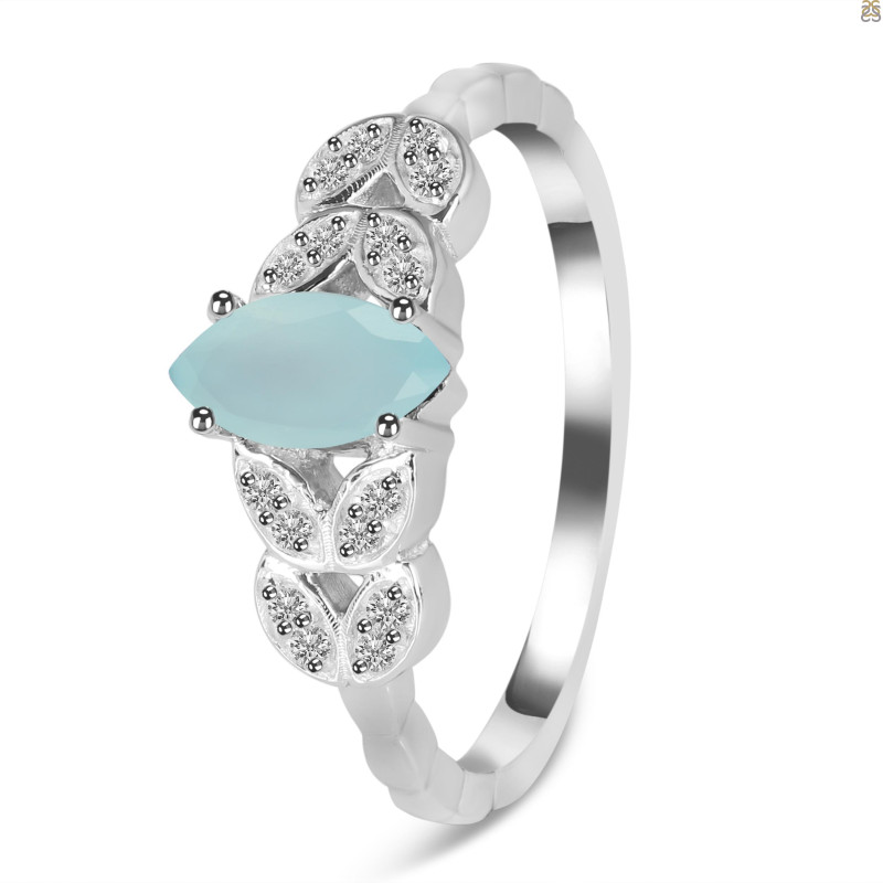 Blue Chalcedony & White Topaz Ring BLX-RDR-355.