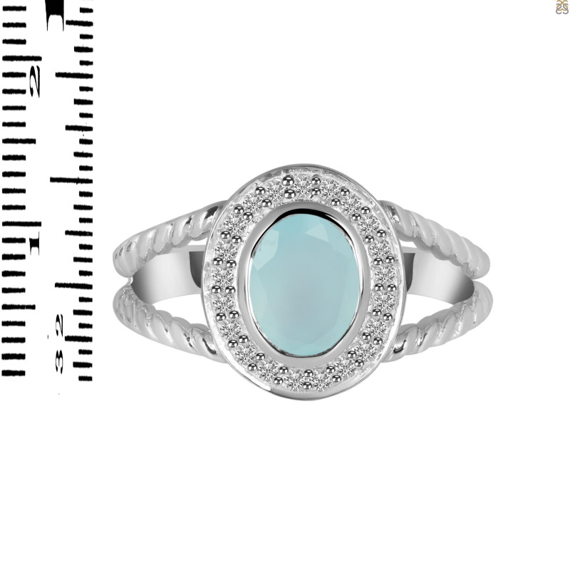 Blue Chalcedony & White Topaz Ring BLX-RDR-359.