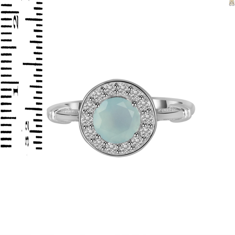 Blue Chalcedony & White Topaz Ring BLX-RDR-364.