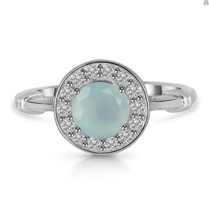 Blue Chalcedony & White Topaz Ring BLX-RDR-364.
