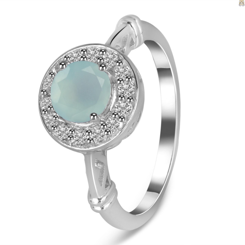 Blue Chalcedony & White Topaz Ring BLX-RDR-364.