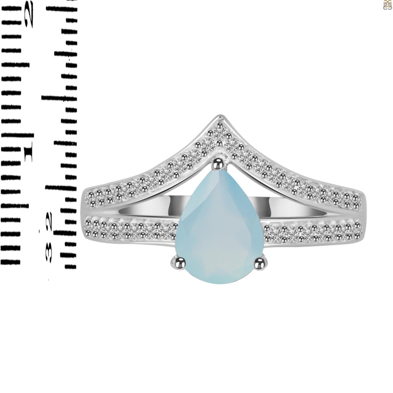 Blue Chalcedony & White Topaz Ring BLX-RDR-372.