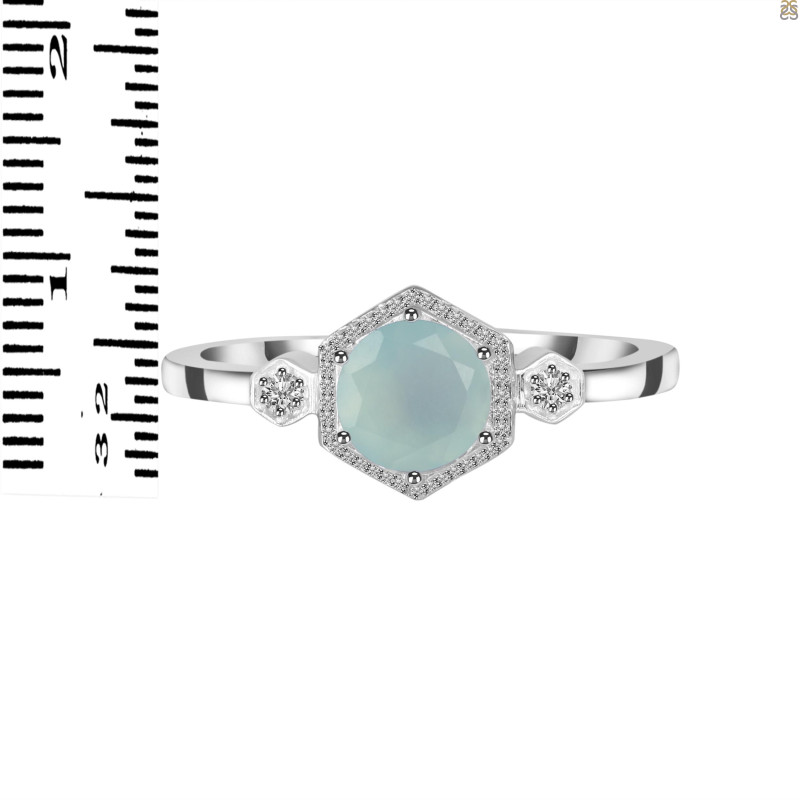Blue Chalcedony & White Topaz Ring BLX-RDR-373.