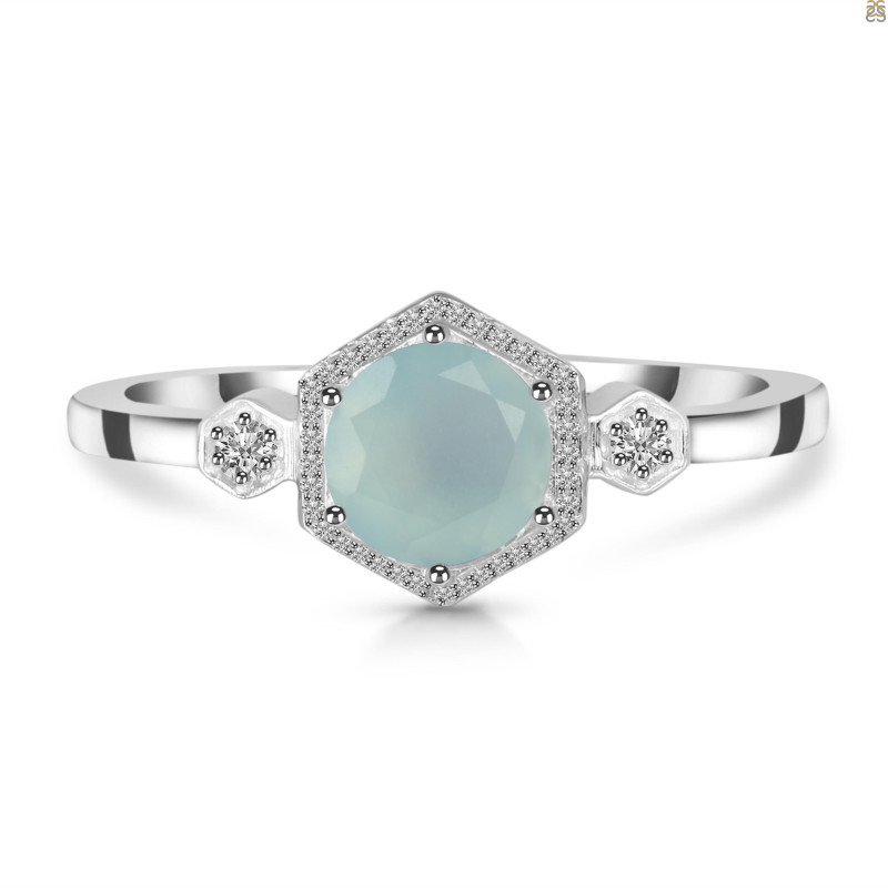 Blue Chalcedony & White Topaz Ring BLX-RDR-373.