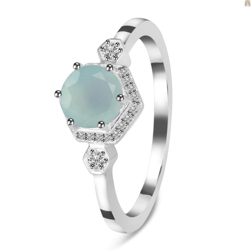 Blue Chalcedony & White Topaz Ring BLX-RDR-373.