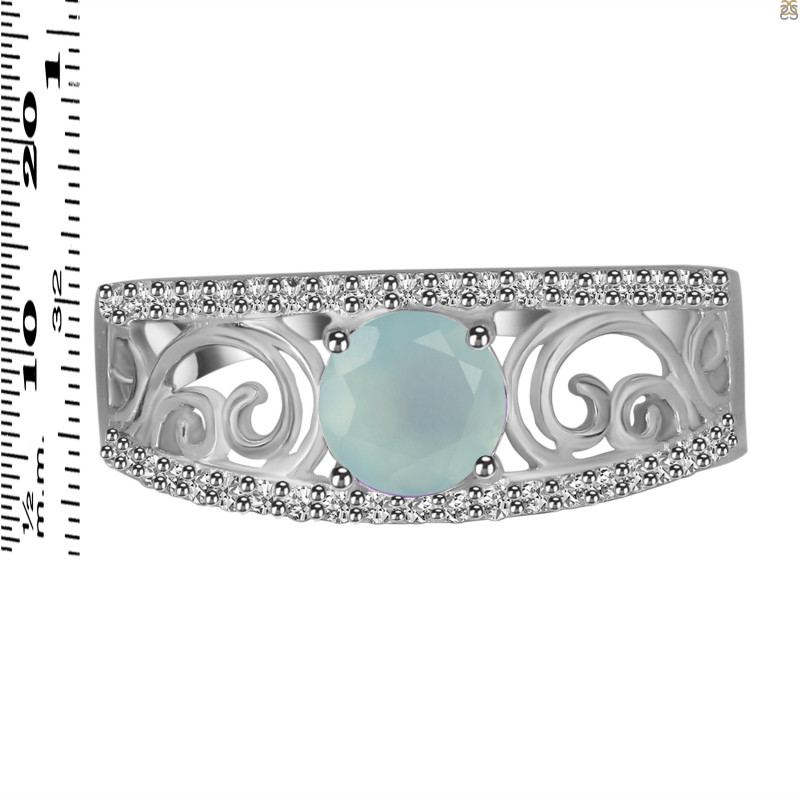 Blue Chalcedony & White Topaz Ring BLX-RDR-375.