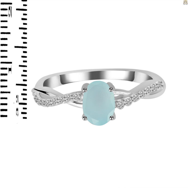 Blue Chalcedony & White Topaz Ring BLX-RDR-376.