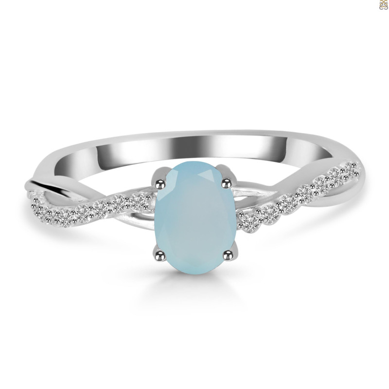 Blue Chalcedony & White Topaz Ring BLX-RDR-376.