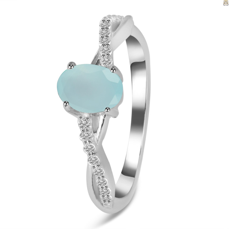 Blue Chalcedony & White Topaz Ring BLX-RDR-376.