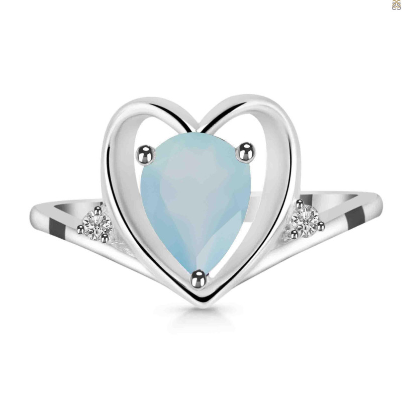 Blue Chalcedony & White Topaz Ring BLX-RDR-379.