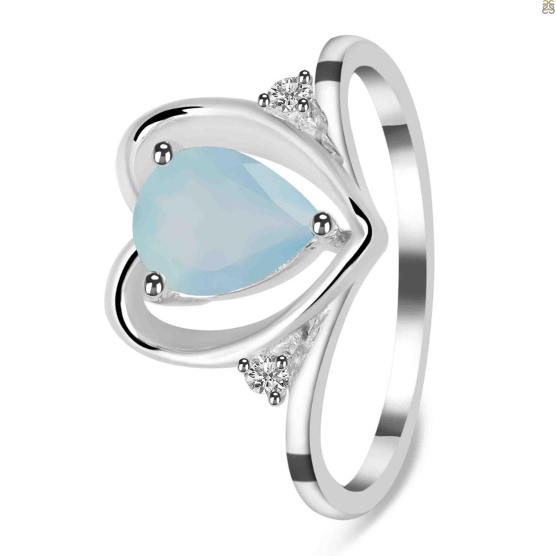 Blue Chalcedony & White Topaz Ring BLX-RDR-379.