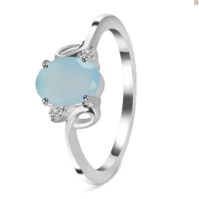 Blue Chalcedony & White Topaz Ring BLX-RDR-383.