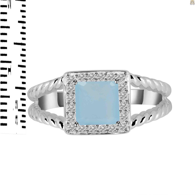 Blue Chalcedony & White Topaz Ring BLX-RDR-388.