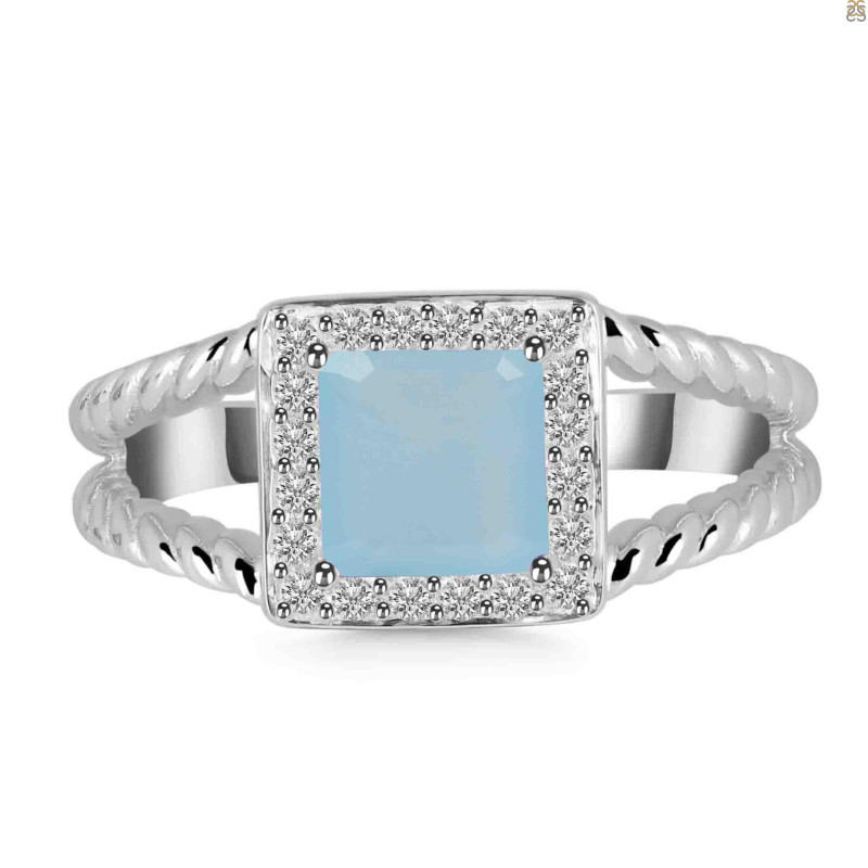 Blue Chalcedony & White Topaz Ring BLX-RDR-388.