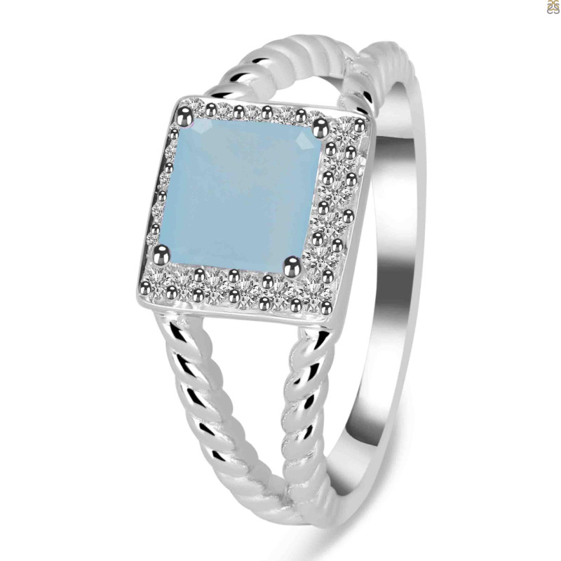 Blue Chalcedony & White Topaz Ring BLX-RDR-388.