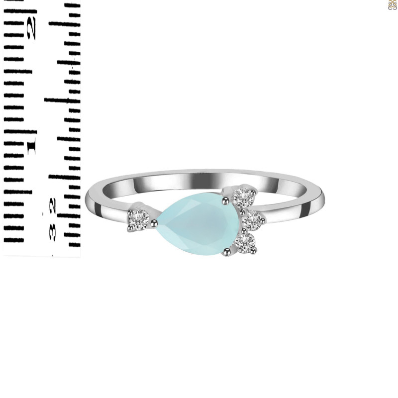 Blue Chalcedony & White Topaz Ring BLX-RDR-433.