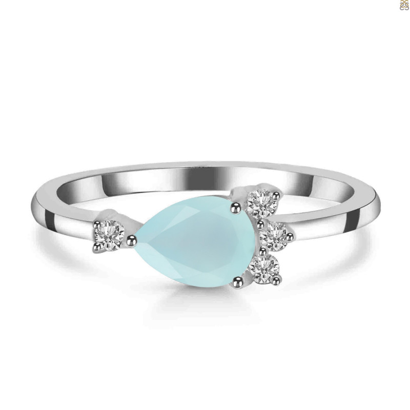 Blue Chalcedony & White Topaz Ring BLX-RDR-433.
