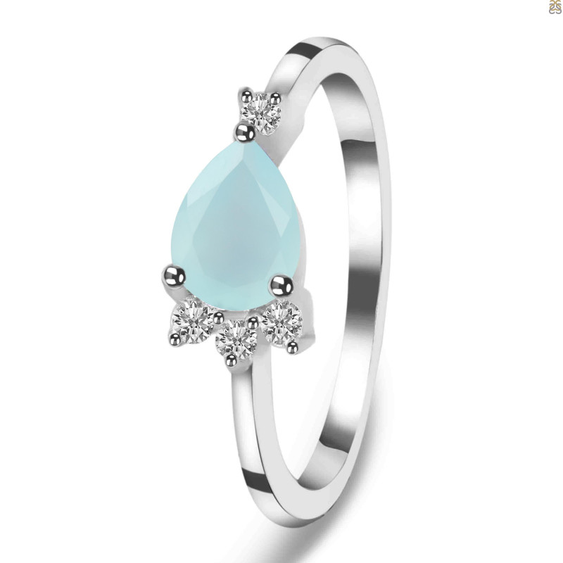 Blue Chalcedony & White Topaz Ring BLX-RDR-433.