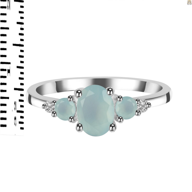Blue Chalcedony & White Topaz Ring BLX-RDR-434.