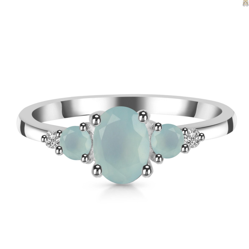Blue Chalcedony & White Topaz Ring BLX-RDR-434.