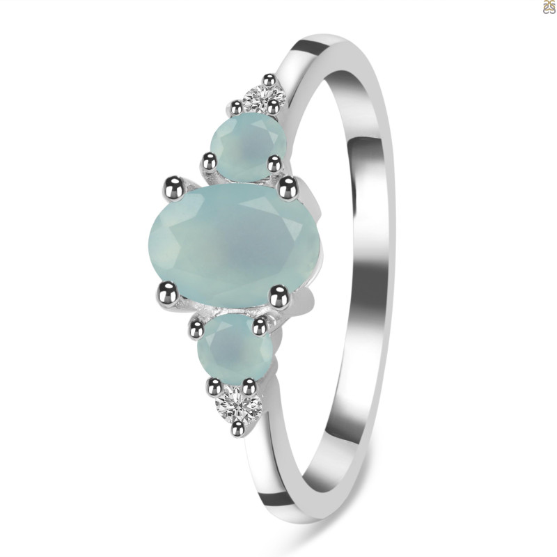Blue Chalcedony & White Topaz Ring BLX-RDR-434.