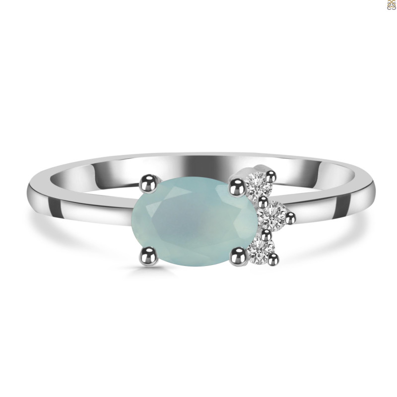 Blue Chalcedony & White Topaz Ring BLX-RDR-435.