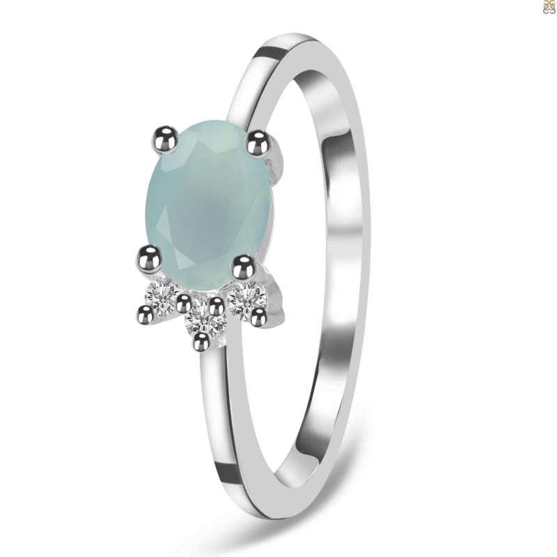 Blue Chalcedony & White Topaz Ring BLX-RDR-435.