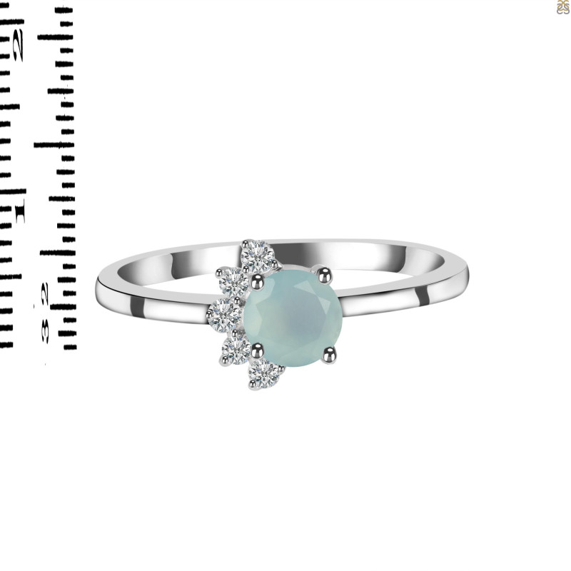 Blue Chalcedony & White Topaz Ring BLX-RDR-437.