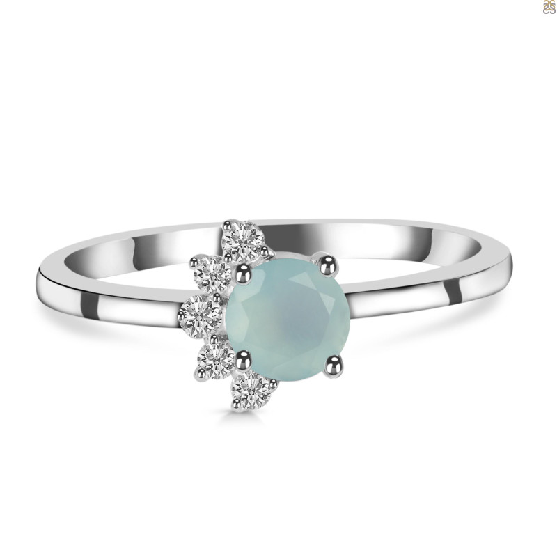 Blue Chalcedony & White Topaz Ring BLX-RDR-437.