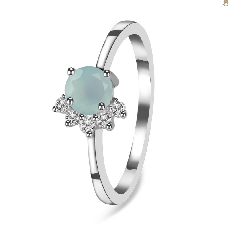 Blue Chalcedony & White Topaz Ring BLX-RDR-437.