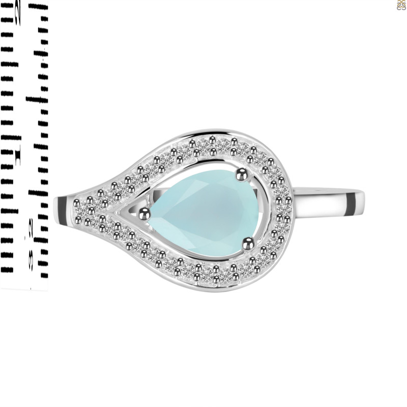 Blue Chalcedony & White Topaz Ring BLX-RDR-438.