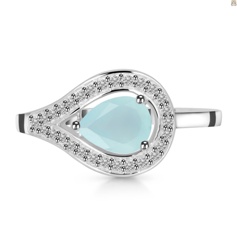 Blue Chalcedony & White Topaz Ring BLX-RDR-438.