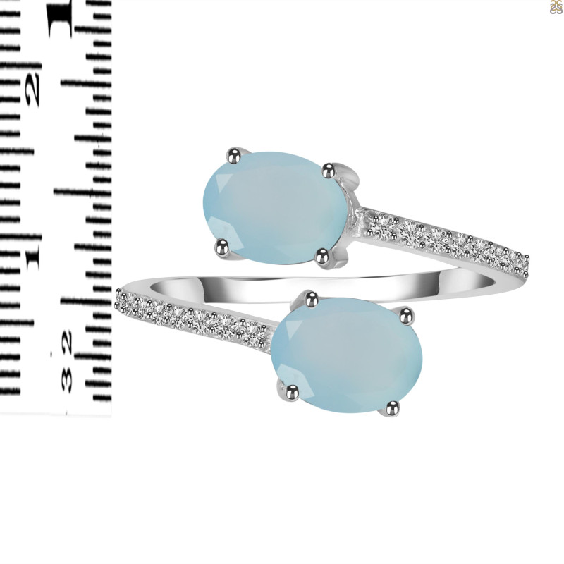 Blue Chalcedony & White Topaz Ring BLX-RDR-440.