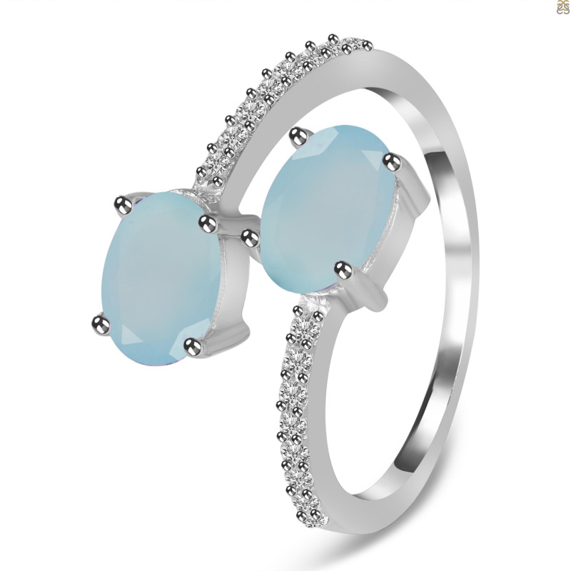 Blue Chalcedony & White Topaz Ring BLX-RDR-440.