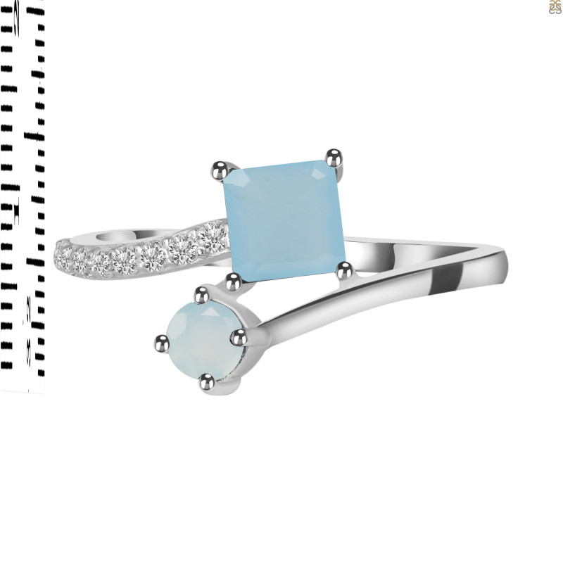 Blue Chalcedony & White Topaz Ring BLX-RDR-441.