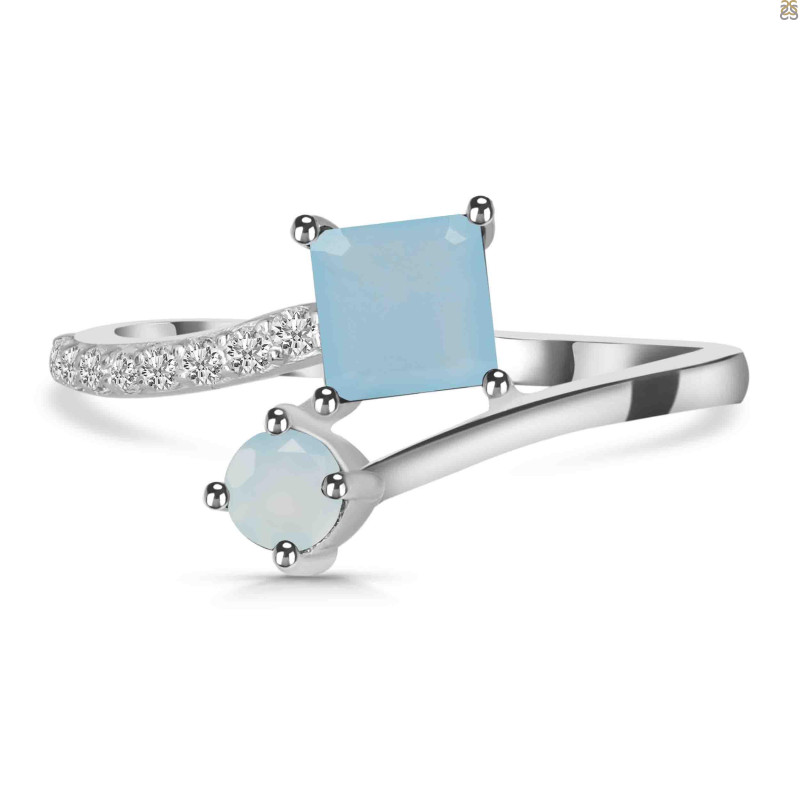 Blue Chalcedony & White Topaz Ring BLX-RDR-441.