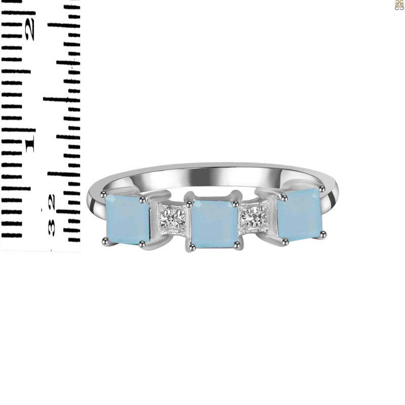 Blue Chalcedony & White Topaz Ring BLX-RDR-443.