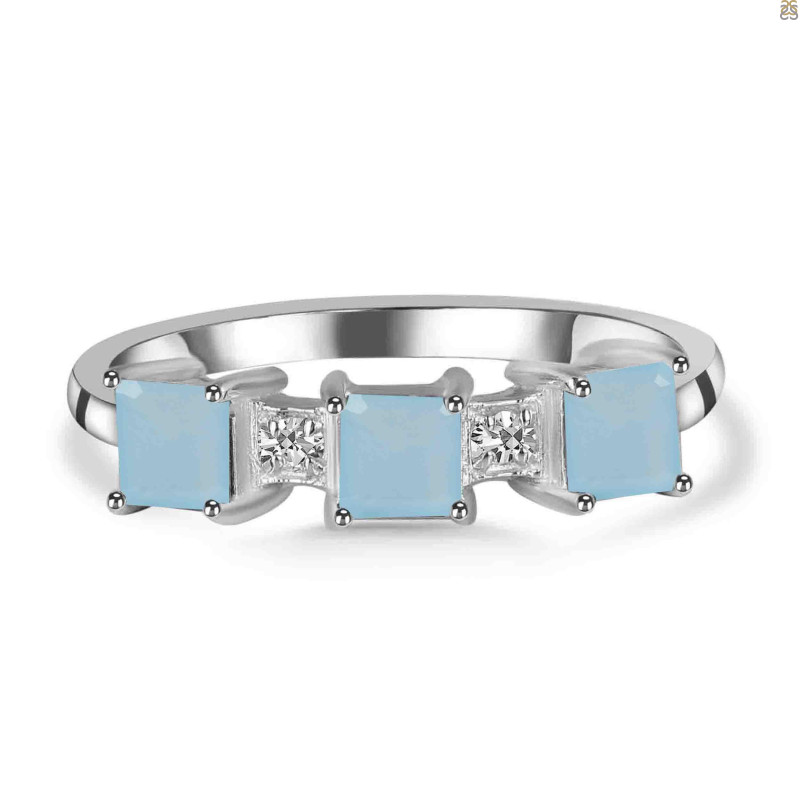 Blue Chalcedony & White Topaz Ring BLX-RDR-443.