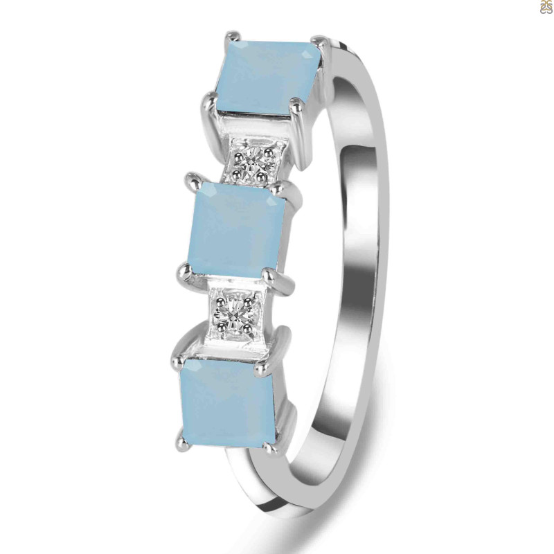 Blue Chalcedony & White Topaz Ring BLX-RDR-443.